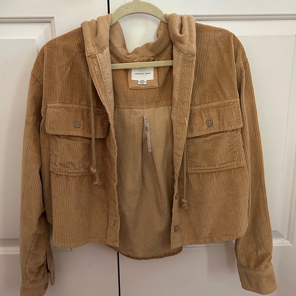 Tan Cropped Corduroy Jacket